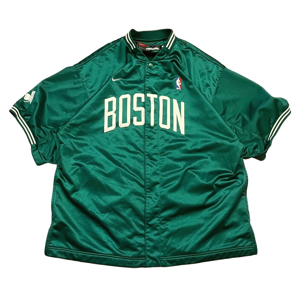 Rare Vintage 90s Nike BOSTON CELTICS NBA Snap Up Warm Up Jacket Green XL